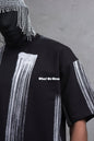 Oversize Graphic Cotton Tee - Abstract Vertical Stroke Print Withinblack