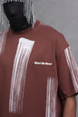 Oversize Graphic Cotton Tee - Abstract Vertical Stroke Print Withinblack