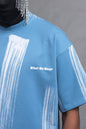 Oversize Graphic Cotton Tee - Abstract Vertical Stroke Print Withinblack