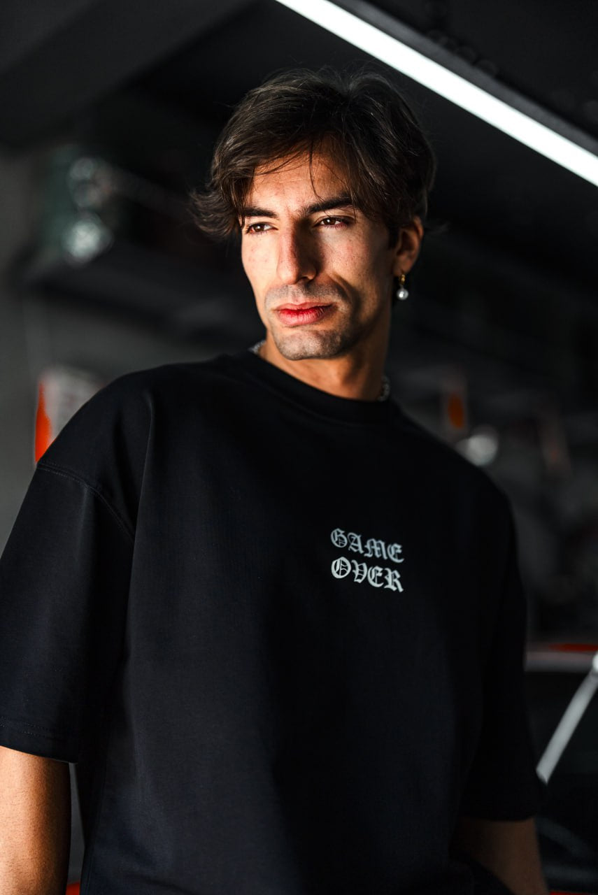 Oversize Graphic Cotton Tee – Impossible Game Over Print Withinblack
