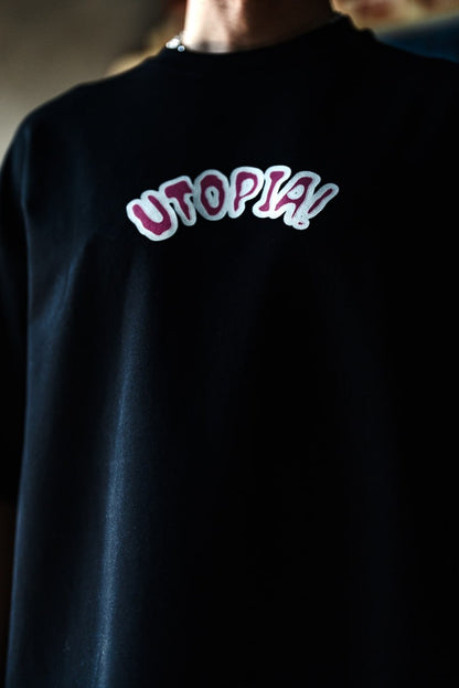 Oversize Graphic Cotton Tee – Travis Scott Utopia Dystopia Print Withinblack
