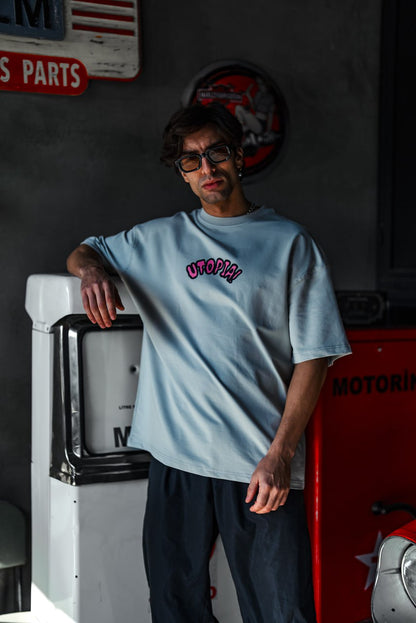 Oversize Graphic Cotton Tee – Travis Scott Utopia Dystopia Print Withinblack