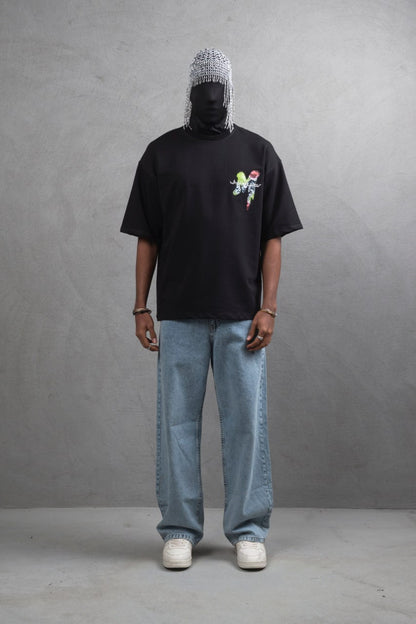 Oversize Graphic Cotton Tee – "What We Wear" Abstract Print Withinblack