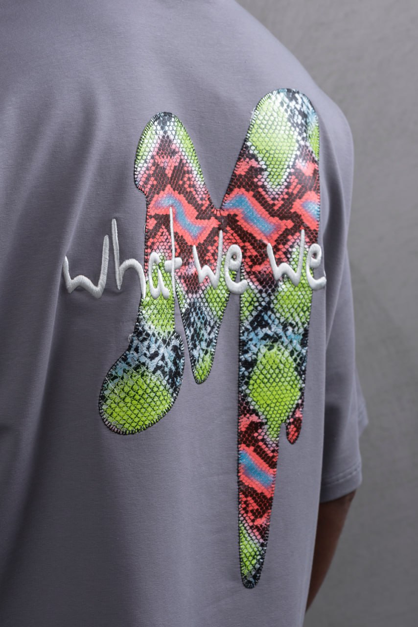 Oversize Graphic Cotton Tee – "What We Wear" Abstract Print Withinblack