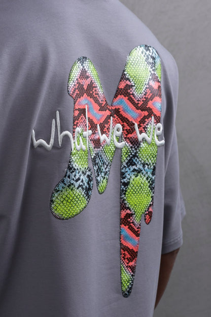 Oversize Graphic Cotton Tee – "What We Wear" Abstract Print Withinblack