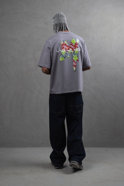 Oversize Graphic Cotton Tee – "What We Wear" Abstract Print Withinblack