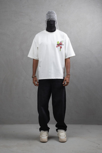 Oversize Graphic Cotton Tee – "What We Wear" Abstract Print Withinblack