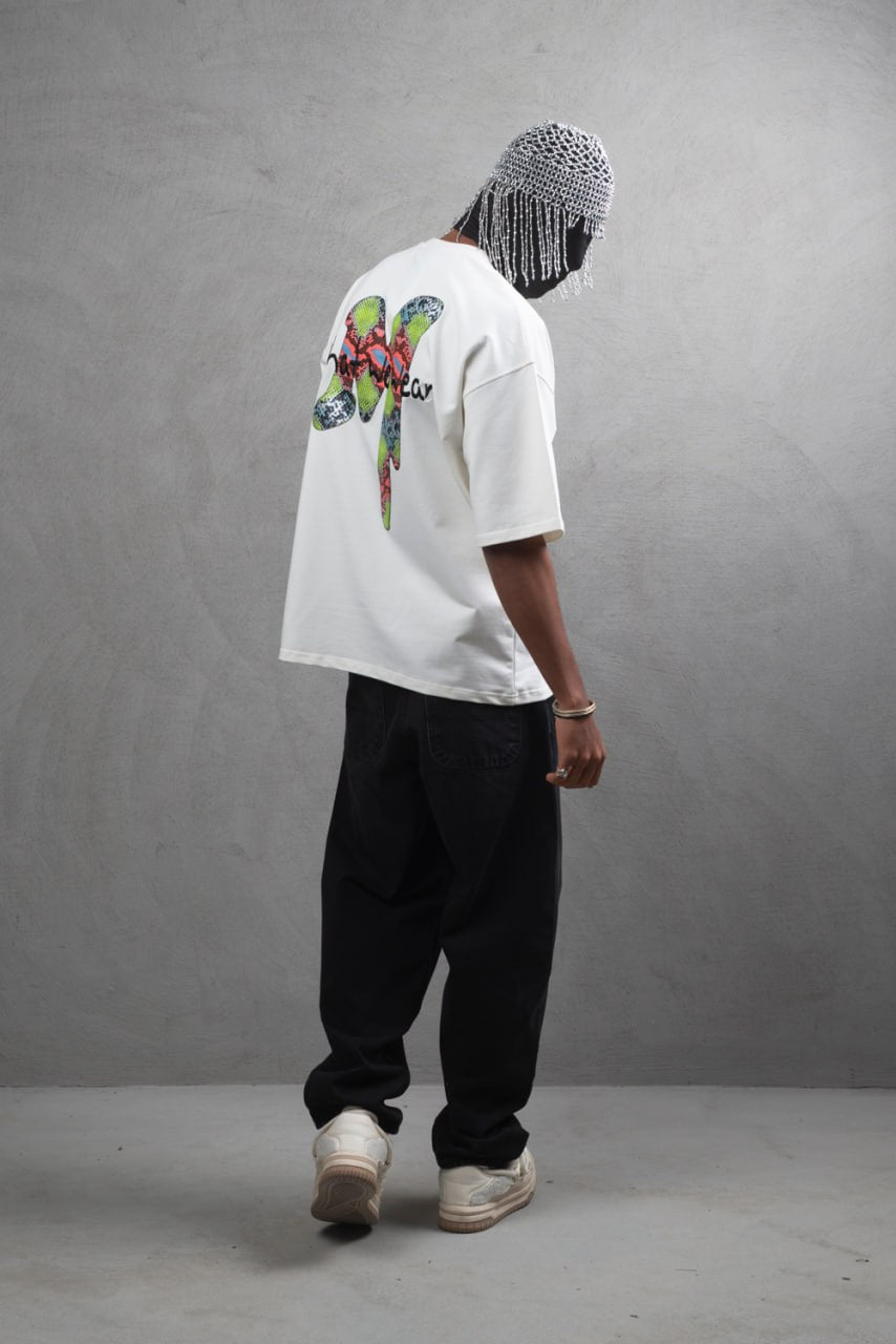 Oversize Graphic Cotton Tee – "What We Wear" Abstract Print Withinblack