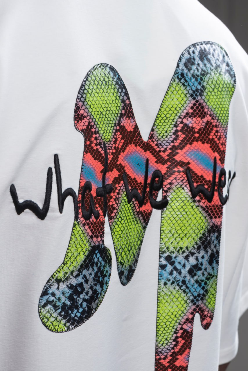 Oversize Graphic Cotton Tee – "What We Wear" Abstract Print Withinblack