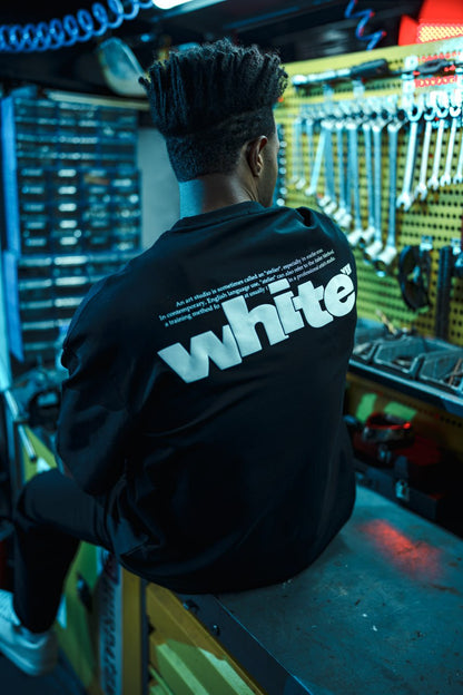 Oversize Graphic Cotton Tee – "White" Minimalist Text Print T-Shirt Withinblack