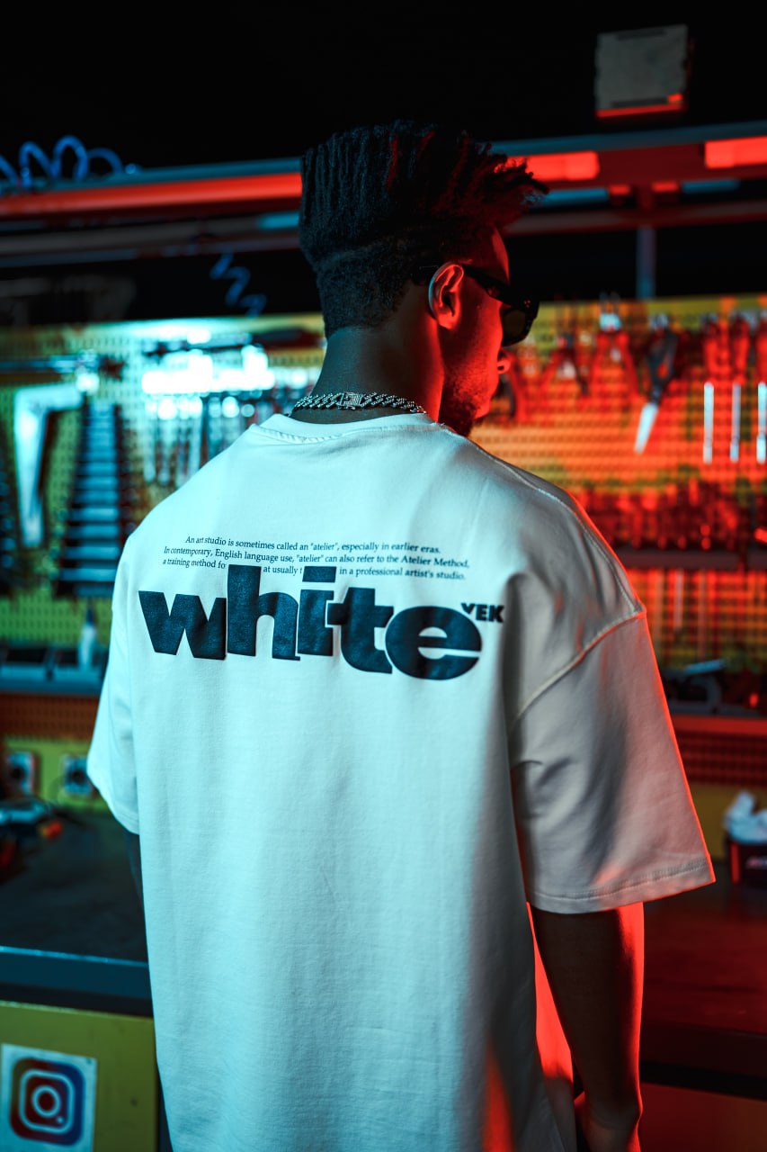 Oversize Graphic Cotton Tee – "White" Minimalist Text Print T-Shirt Withinblack