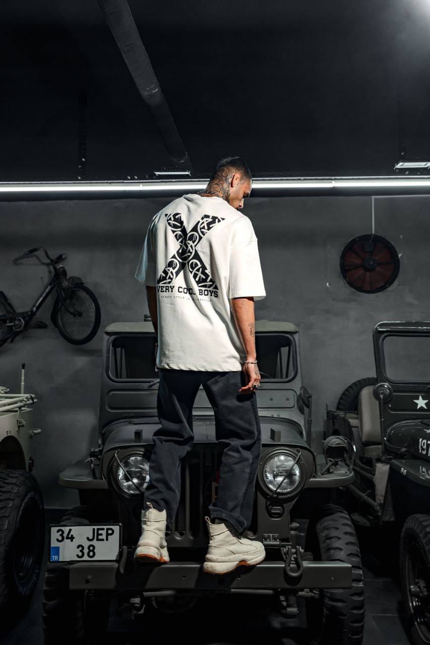 Oversize Graphic Cotton Tee – X Smileys / Very Cool Boys Print Withinblack