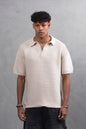 Oversize Textured Cotton Polo T-Shirt – Modern Casual Streetwear Withinblack