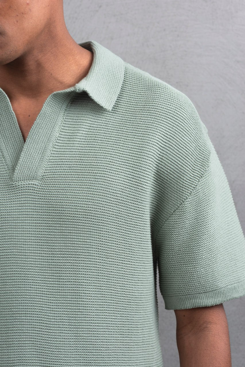 Oversize Textured Cotton Polo T-Shirt – Modern Casual Streetwear Withinblack