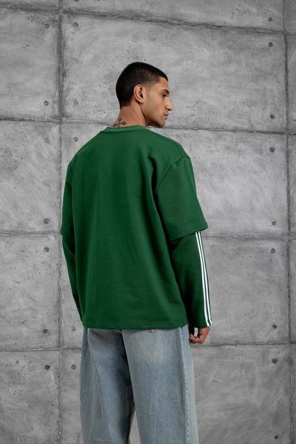 Oversized "404" Graphic T-Shirt – Layered Three-Stripe Long Sleeve Withinblack