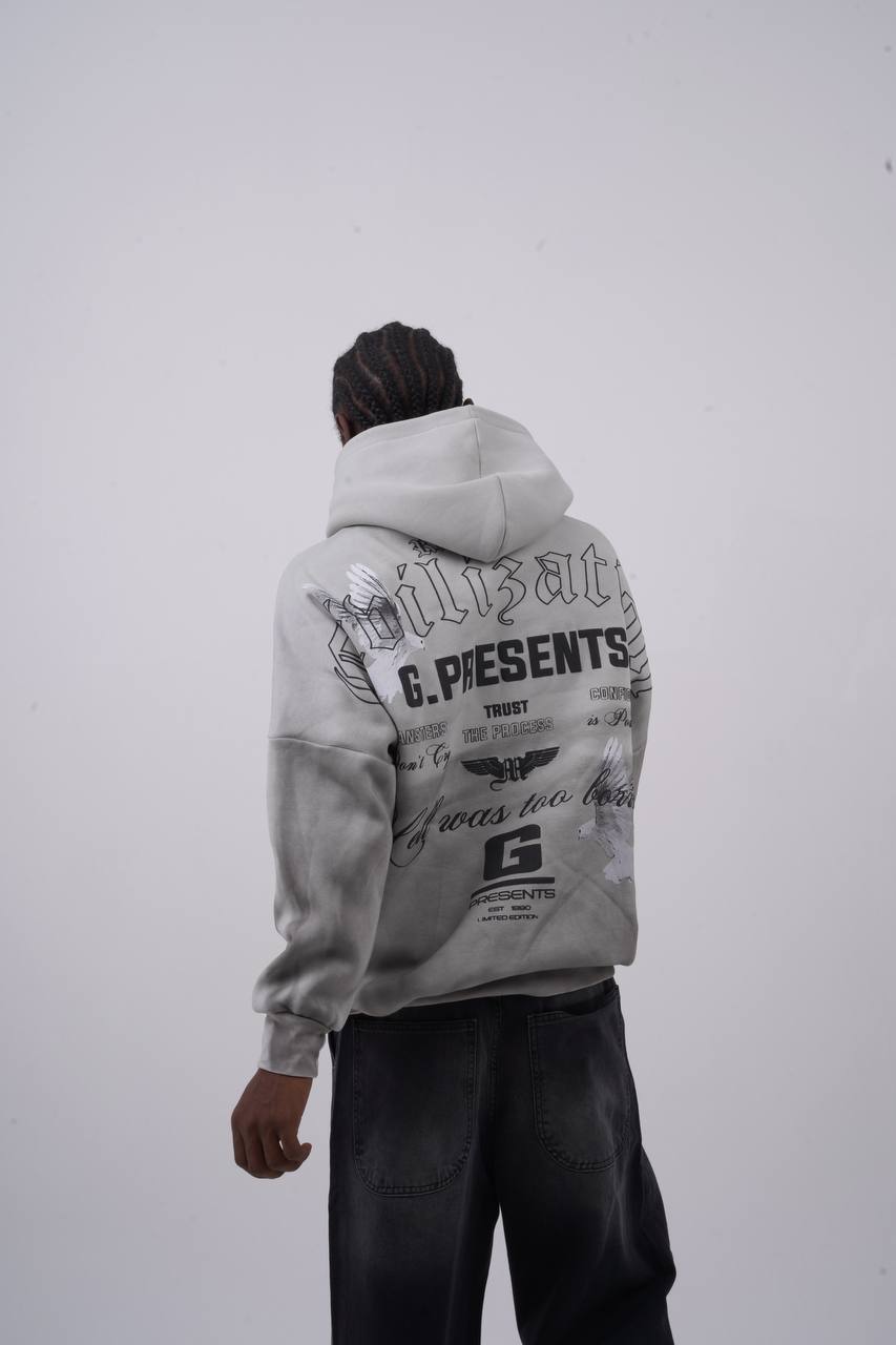 Oversized "Civilization" Graphic Hoodie - Unisex Streetwear Sweatshirt Withinblack