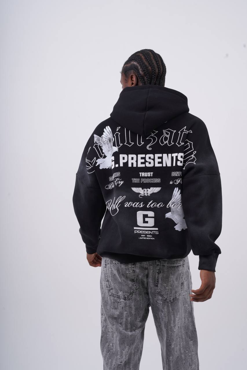 Oversized "Civilization" Graphic Hoodie - Unisex Streetwear Sweatshirt Withinblack