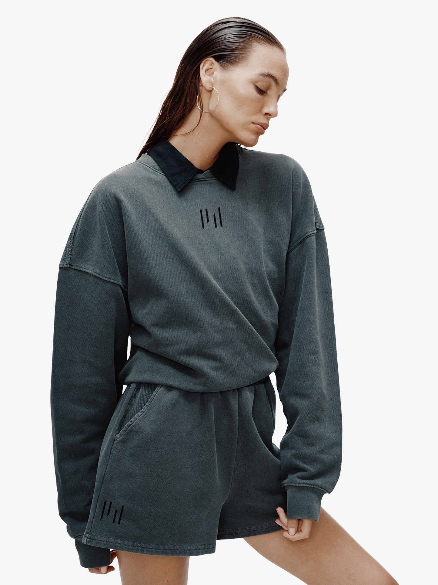 Oversized French Terry Crew - Black Holden Outerwear