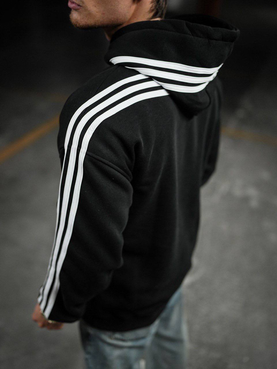 Oversized Hoodie with Striped Sleeve Details - Stylish and Comfortable Design Withinblack