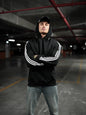 Oversized Hoodie with Striped Sleeve Details - Stylish and Comfortable Design Withinblack