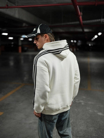 Oversized Hoodie with Striped Sleeve Details - Stylish and Comfortable Design Withinblack