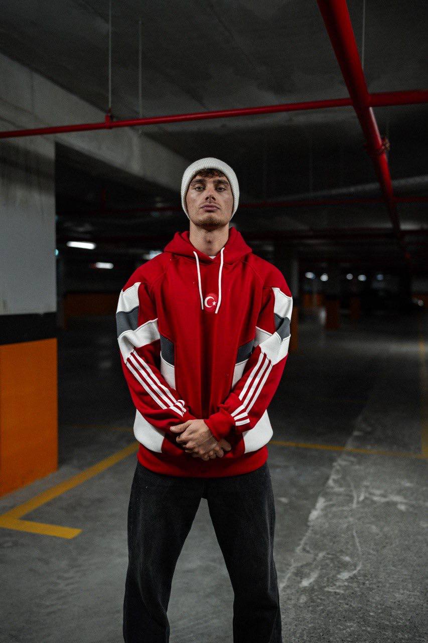 Oversized Hoodie with Turkish Flag Design Withinblack