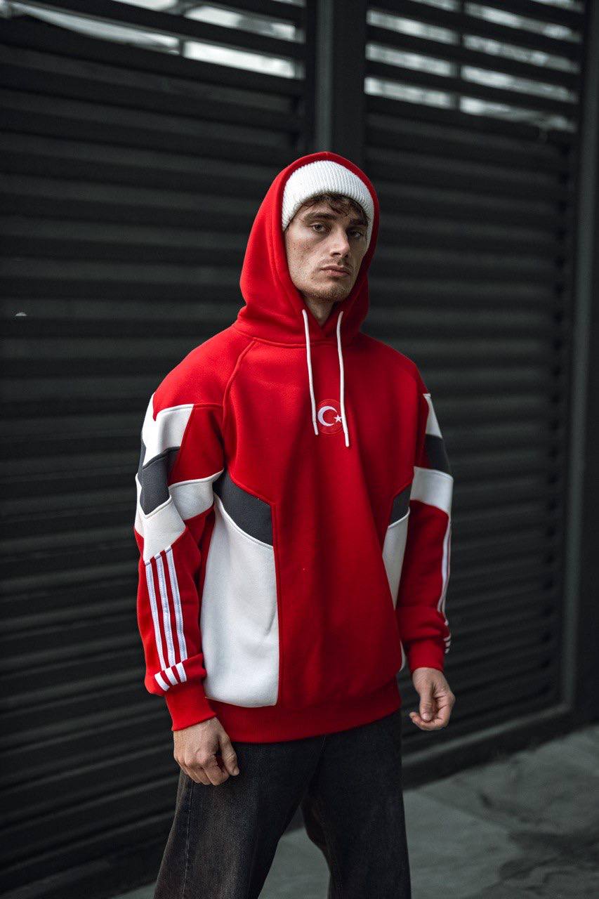 Oversized Hoodie with Turkish Flag Design Withinblack