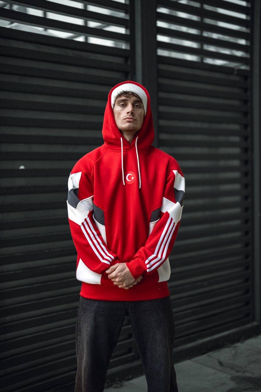Oversized Hoodie with Turkish Flag Design Withinblack