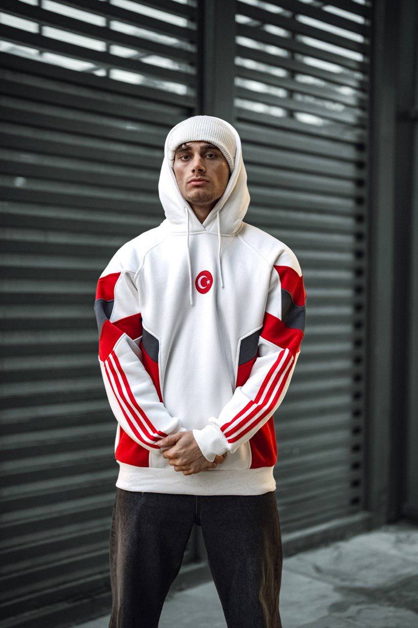 Oversized Hoodie with Turkish Flag Design Withinblack