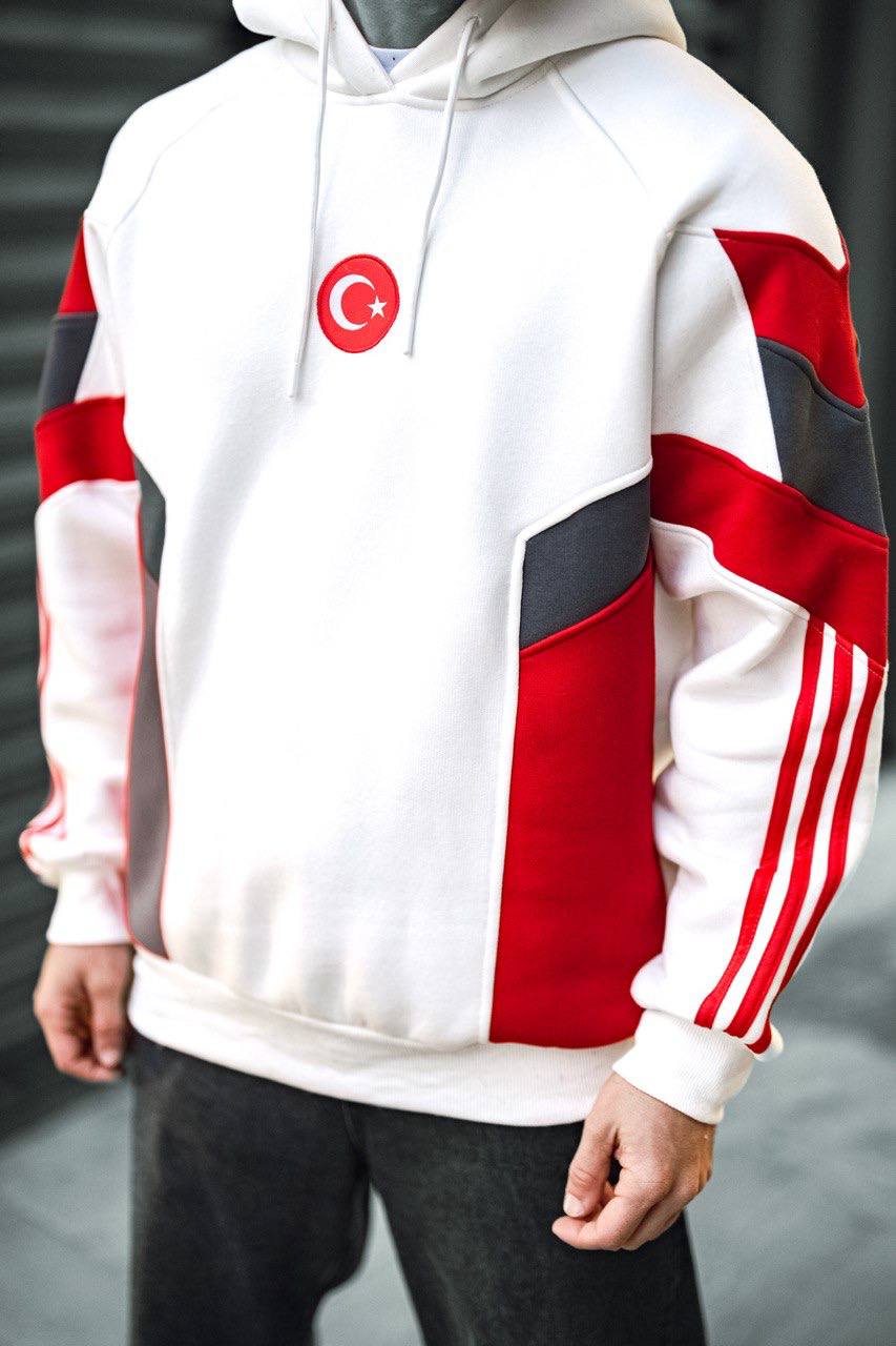 Oversized Hoodie with Turkish Flag Design Withinblack