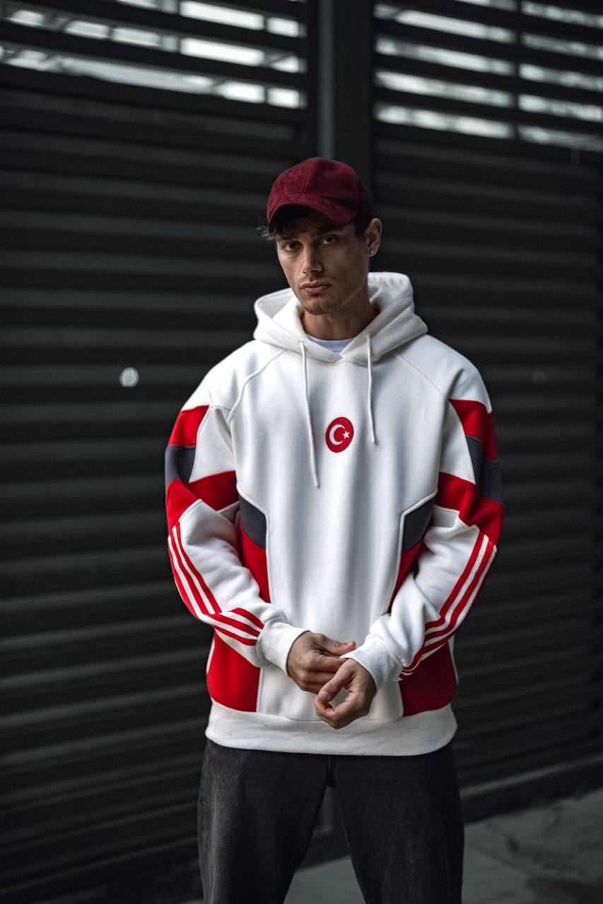 Oversized Hoodie with Turkish Flag Design Withinblack