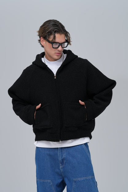 Oversized Sherpa Zip-Up Hoodie – Unisex Streetwear Comfort Withinblack