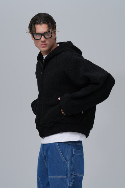 Oversized Sherpa Zip-Up Hoodie – Unisex Streetwear Comfort Withinblack