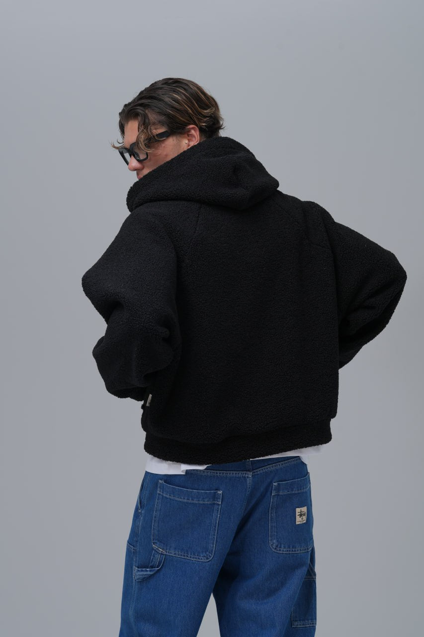 Oversized Sherpa Zip-Up Hoodie – Unisex Streetwear Comfort Withinblack