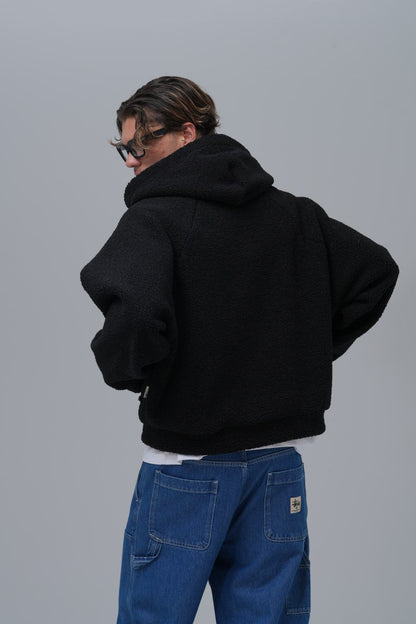 Oversized Sherpa Zip-Up Hoodie – Unisex Streetwear Comfort Withinblack