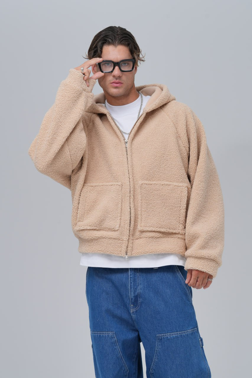 Oversized Sherpa Zip-Up Hoodie – Unisex Streetwear Comfort Withinblack
