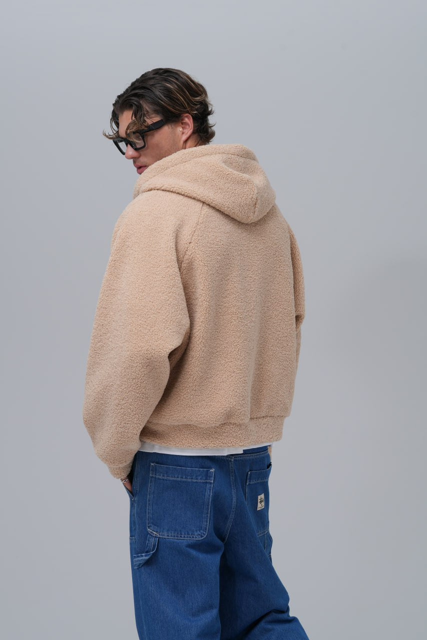 Oversized Sherpa Zip-Up Hoodie – Unisex Streetwear Comfort Withinblack