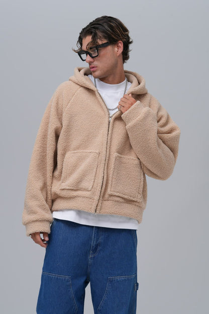 Oversized Sherpa Zip-Up Hoodie – Unisex Streetwear Comfort Withinblack