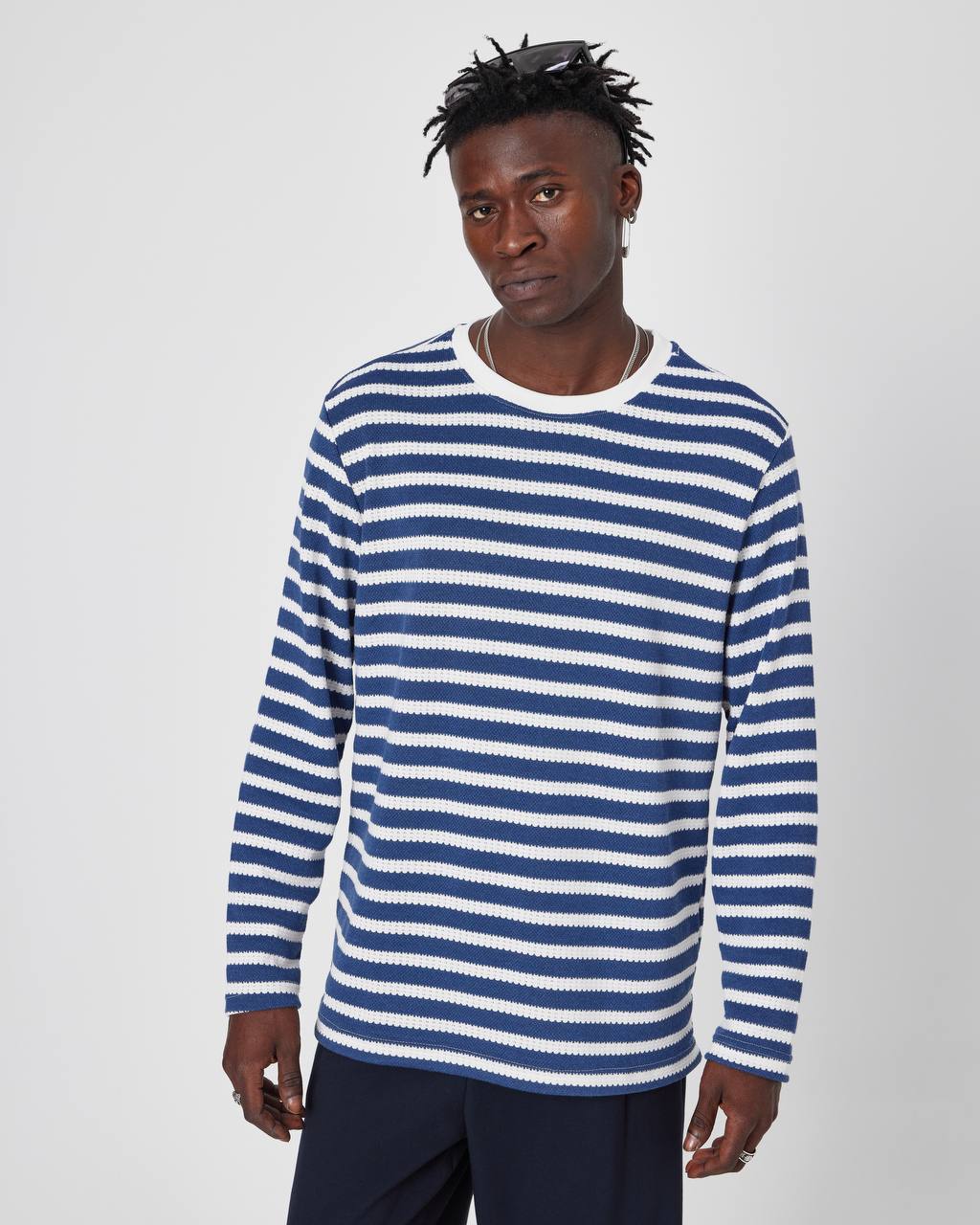 Oversized Striped Knit Sweater Withinblack