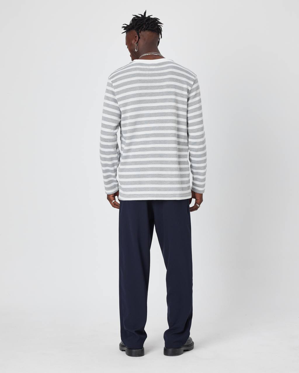 Oversized Striped Knit Sweater Withinblack