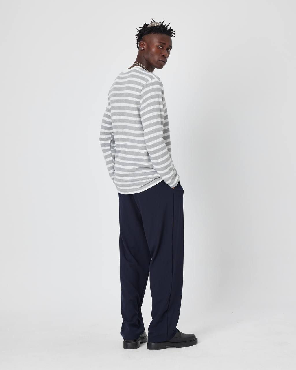 Oversized Striped Knit Sweater Withinblack