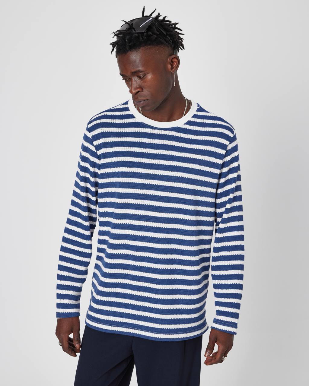Oversized Striped Knit Sweater Withinblack