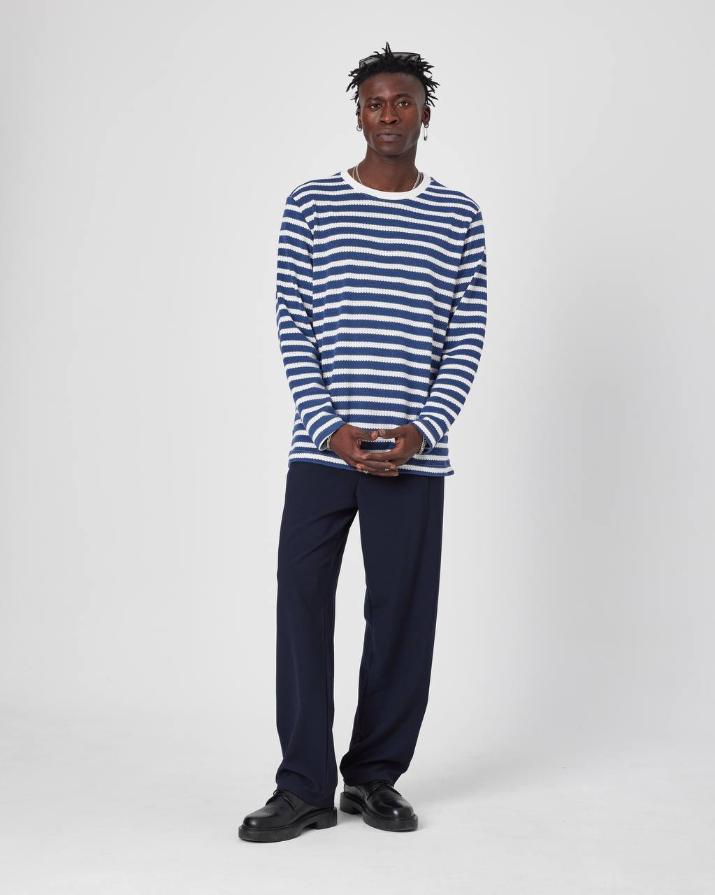 Oversized Striped Knit Sweater Withinblack