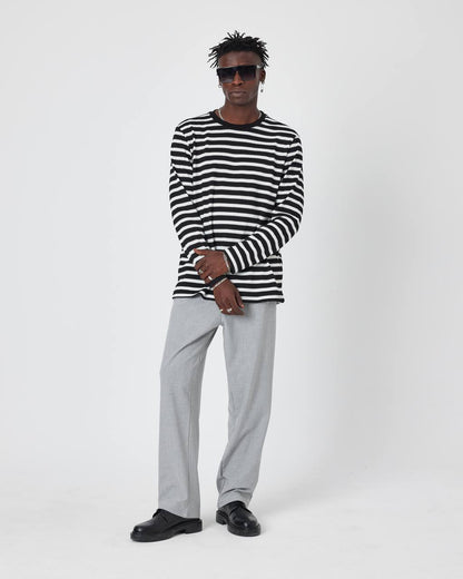Oversized Striped Knit Sweater Withinblack