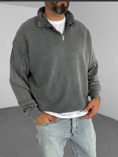 Oversized Zip-Neck Sweatshirt Withinblack