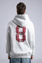 Oversized '8' Plaid Patch Hoodie - Vintage Washed Pullover Withinblack