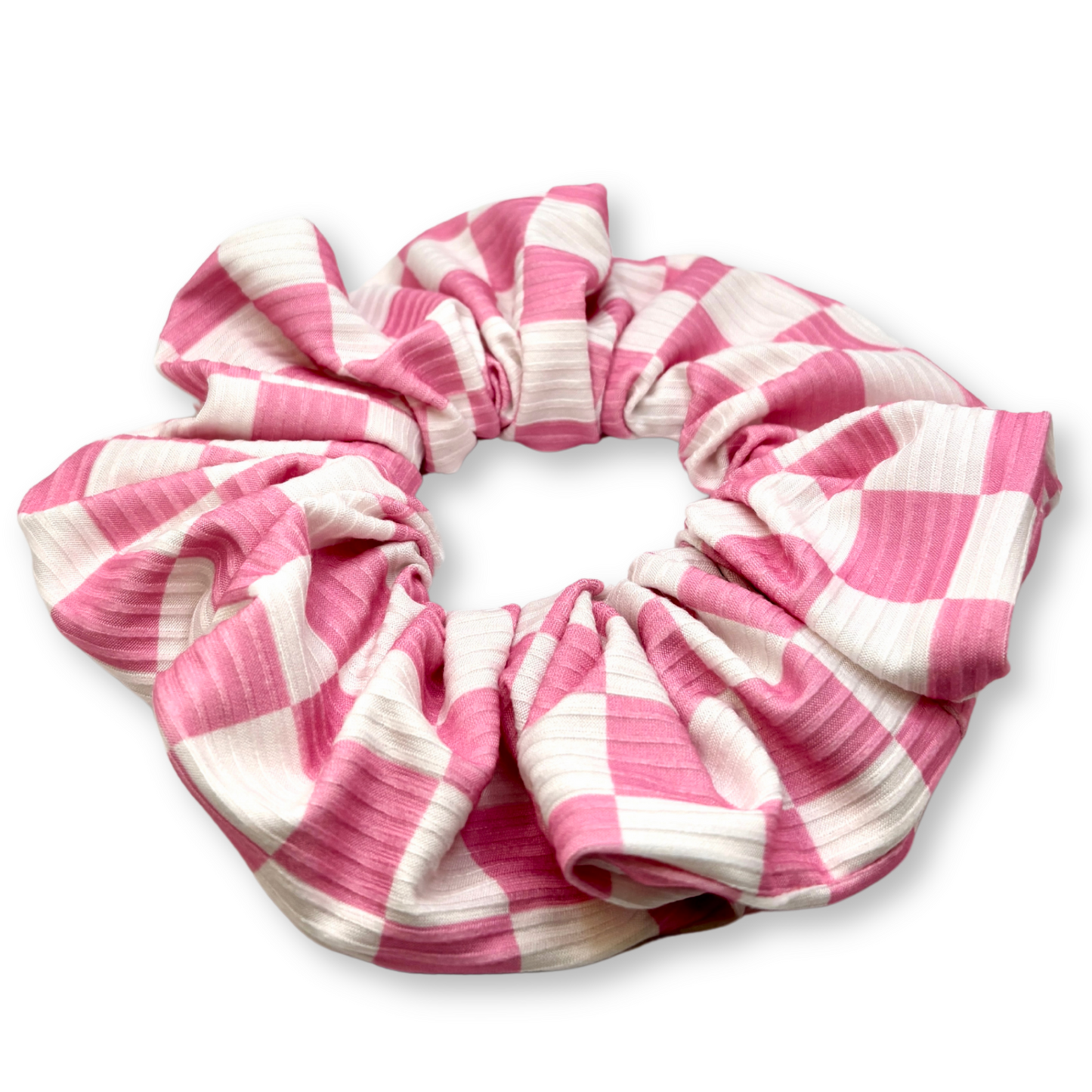 Pink Checkered Summer Scrunchie Enchanted Scrunch