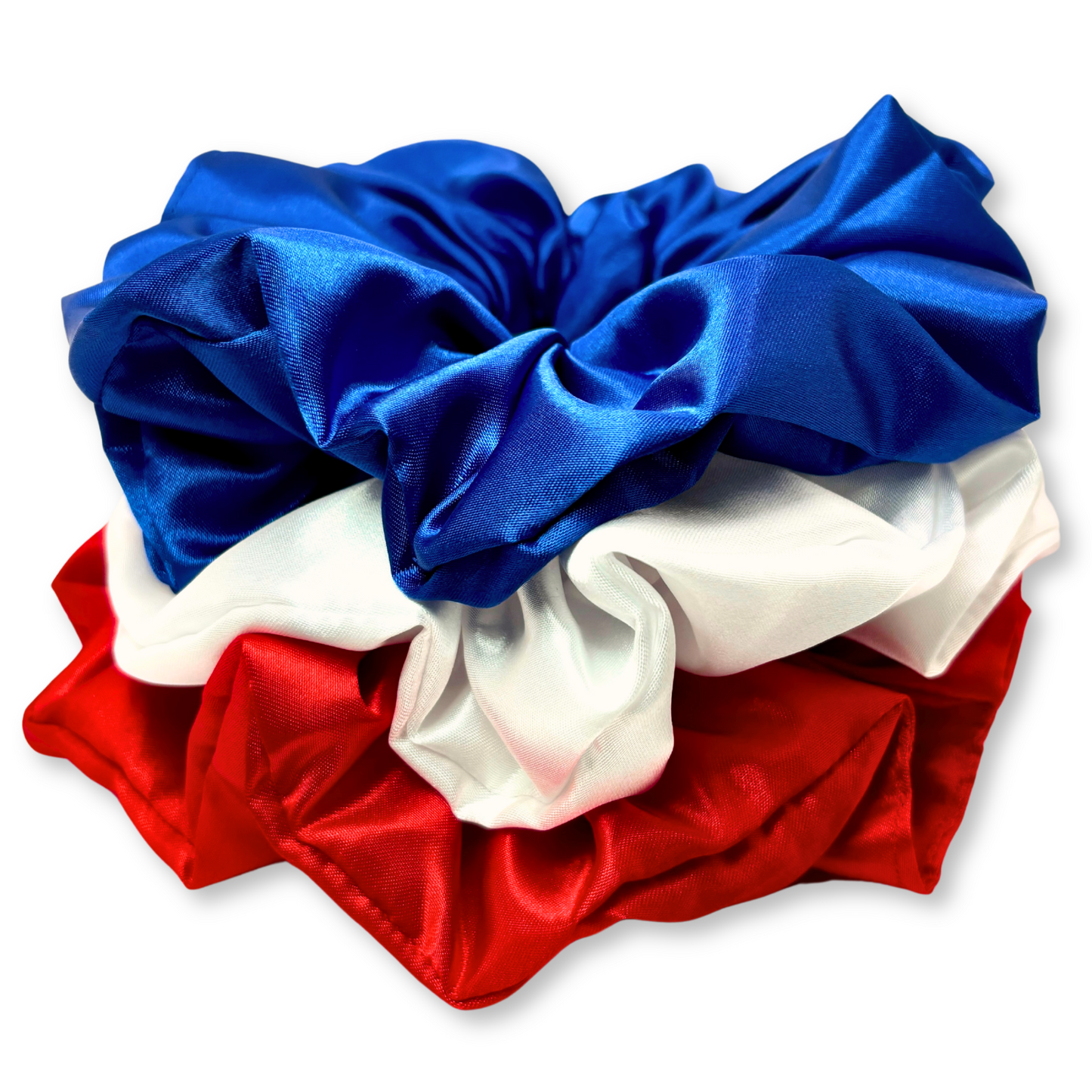 Silk Red, White, & Blue Scrunchie Trio Enchanted Scrunch
