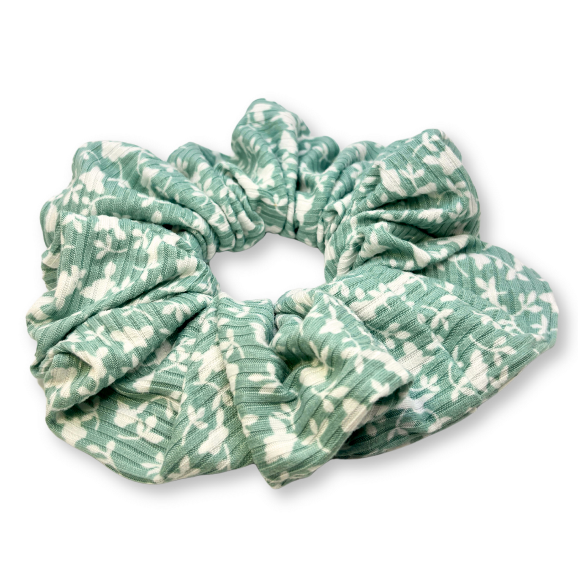 White Leaf Sage Ribbed Scrunchie Enchanted Scrunch