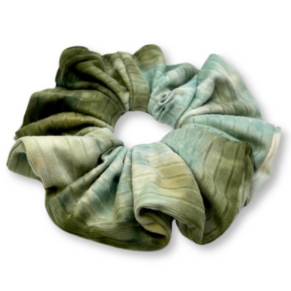 Dark Sage Green Tie Dye Ribbed Scrunchie Enchanted Scrunch